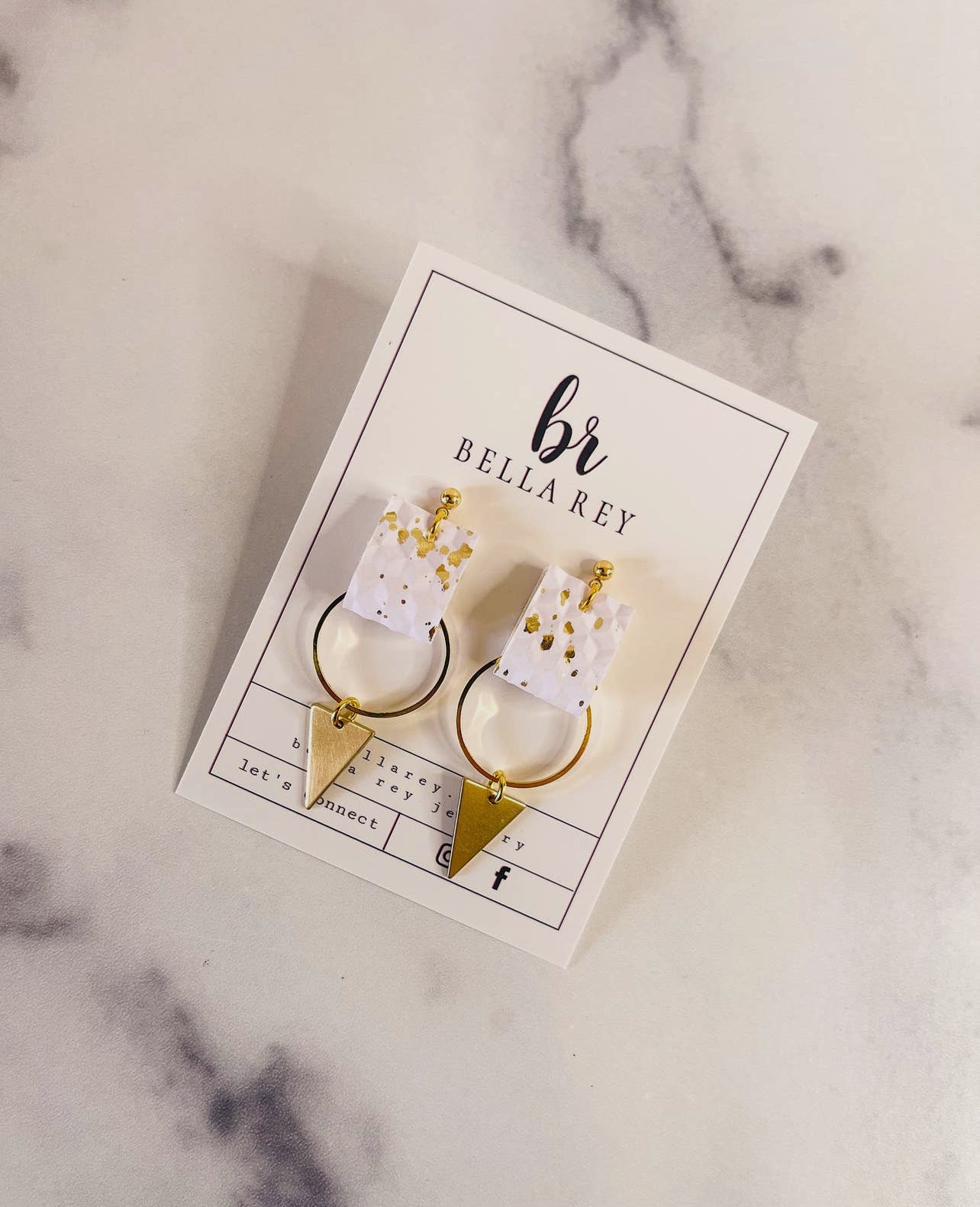 Kate Mini White Leather Earrings